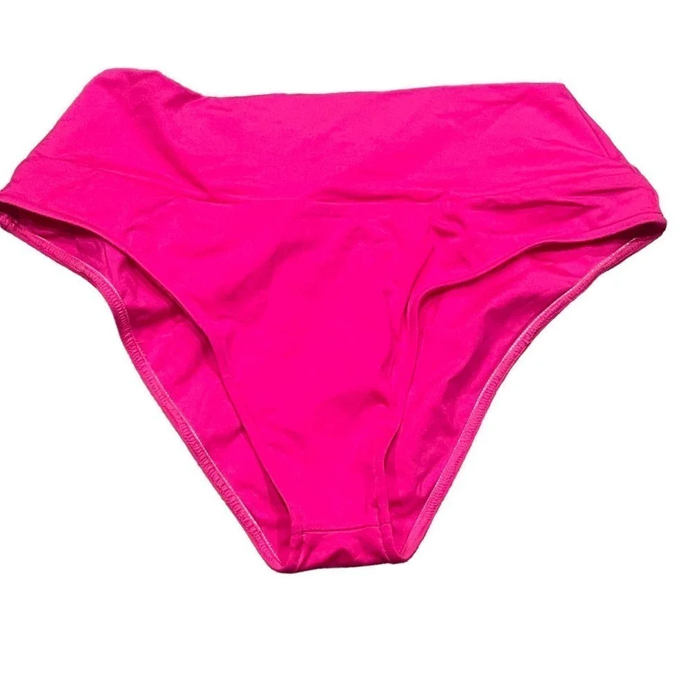 Frankies Bikinis Anne Solid High Waist Barbie Core Bottom Pink Size Small NWOT